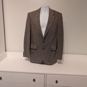 Vintage 80s Jordache Men Blazer 38R Brown Tweed Herringbone  Sport Coat Jacket